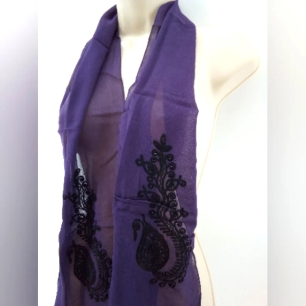 Vintage Purple Beaded Neck Scarf